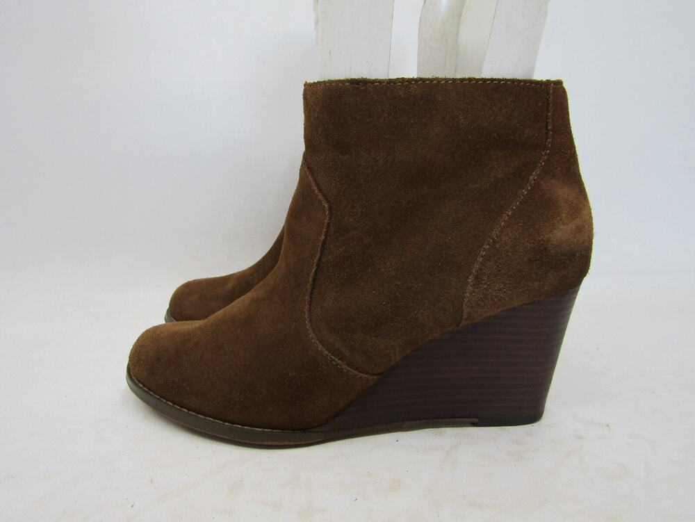 Sole Society Womens Size 9.5 M Brown Suede Zip Wedge Ankle Fashion Boots Bootie